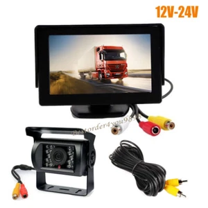 4.3" Car LCD Monitor + 18 LED IR Rear View Reverse Parking Backup Camera 12V-24V - Picture 1 of 9