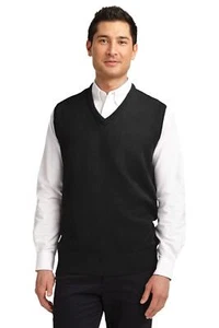 Port Authority SW301 Men's Sleeveless Value V-Neck Sweater Comfortable Vest - Picture 1 of 5