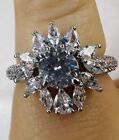 Ring Bomb Party Sz6 RBP Colorless Cluster Gems W/Rhodium P Band Costume Jewelry