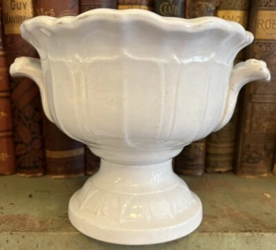 Antique Ironstone Footed Tureen No Lid Cottage White Farmhouse Pedestal Small - Image 1 of 4