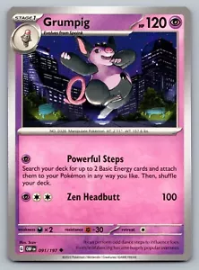 Pokemon TCG Obsidian Flames Grumpig #91 - Picture 1 of 2