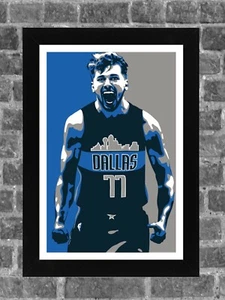 Dallas Mavericks Luka Doncic Ritratto Stampa Sportiva Arte 11x17 - Foto 1 di 2