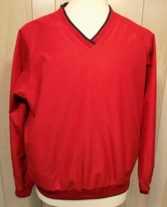 IZOD Club Women's Golf Windbreaker Jacket Red V-Neck Vintage Pullover Size L - Picture 1 of 6
