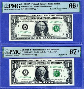 MATCHING A05555550A + A05555550* STAR RADAR SERIAL number set PMG 67 + 66 EPQ $1 - Picture 1 of 1