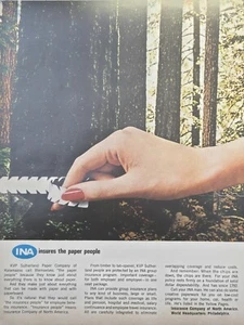 Anuncio impreso vintage INA Insures KVA Sutherland Paper Co Kalamazoo MI Trees 1965 - Imagen 1 de 4