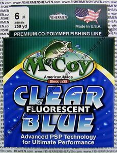 McCoy Fishing Line Copolymer Mono Mean Green Blue Clear 250 YD Spool Any LB Test