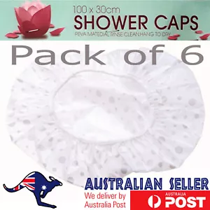 6pcs Reusable Shower Caps 30cm Elastic Clear Hair Cap Travel Bath Spa One Size - Picture 1 of 10