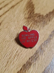 Bowling The apple of my eye Apple Bowling Lapel Hat Pin Vintage qr - Picture 1 of 2