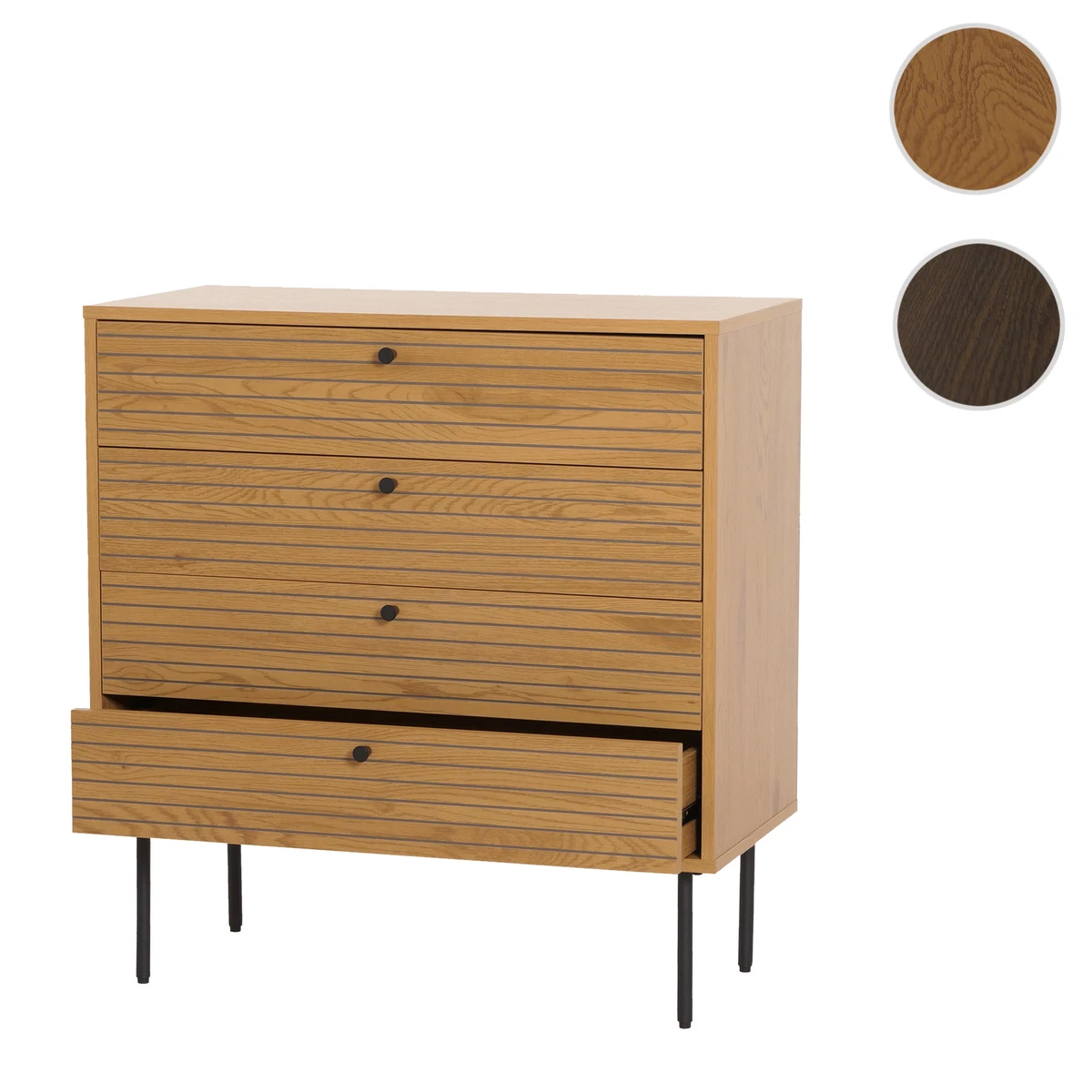 ODK Kommode Mit 4 Stoffschubladen – Kleine Schrankkommode Fürs Schlafzimmer, Braun