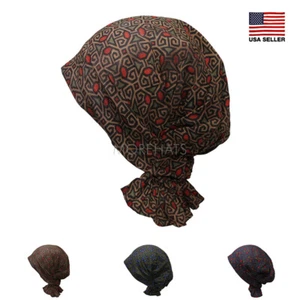 Tribal Pattern Scarf Slip On Pre Tie Turban Wrap Hat Chemo Cancer Headwear Women - Picture 1 of 11