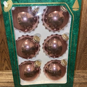 Vintage Krebs Christmas TAUPE " Glass Ball Ornaments 6 In Box - Picture 1 of 2