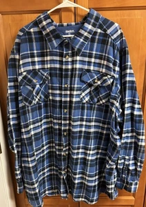 Camicia di flanella KingSize uomo grande e alta 5XLT blu a pagamento con bottoni maniche lunghe - Foto 1 di 5