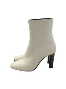 Saint Laurent White Leather Side Zip Short Boots Size 35 Used - Picture 1 of 5
