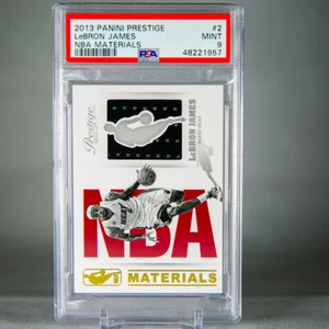 2013-14 Prestige LeBron James NBA Materials PSA 9 | GAME WORN POP 4 Miami Heat - Picture 1 of 3