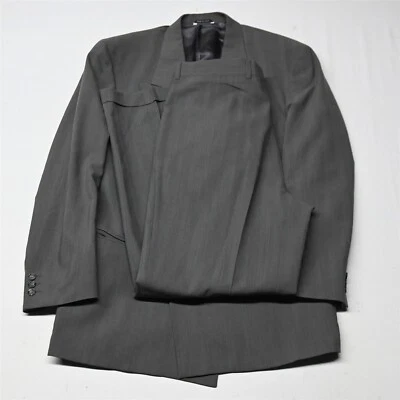 De Colección Años 90 Zanetti 42L 34x32 Gris Italia 100% Lana Doble Pecho Chaqueta Pantalones Traje Foto 1 de 4