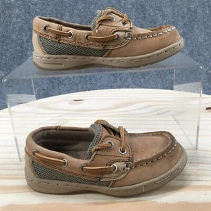 Maui Island Shoes Kids 8 M Lil Marlin Two Eye Boat Sneakers 93433 Brown Leather - Picture 1 of 15