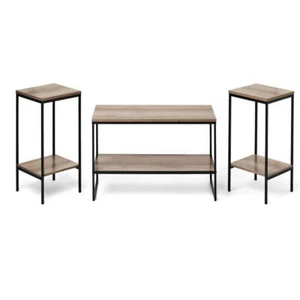 3-Piece Coffee and End Table Set, Rustic Brown, Home Office Furniture - Picture 1 of 12