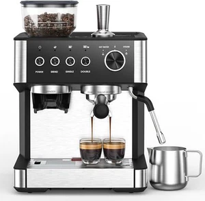 Máquina de café espresso de 15 bares, molinillo incorporado, espumador de leche, depósito extraíble de 77 OZ - Imagen 1 de 7