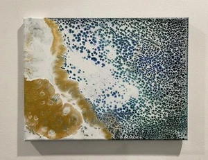 NEU Original Abstraktes Acryl Fluid Art Gemälde 12"x16" Leinwand Moderne Kunst - Bild 1 von 14