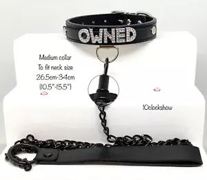 Bdsm collar lead set black custom slave sissy kink leash set sub bondage kit - Picture 1 of 19