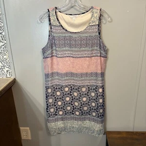 Charming Charlie Pink Blue Purple Patterned Sleeveless Dress (Women's Medium) - Picture 1 of 7