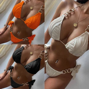 Sexy Women Bikini Fashion Swimwear Swimsuits Sleeveless Beachwear Split Bikini - Picture 1 of 8