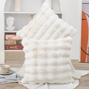 2PCS Faux Fur Plush Pillow Covers Bubble Texture Soft Decorative Cushion Covers - Picture 1 of 16