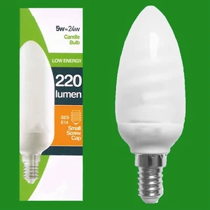4x 5W Low Energy CFL Candle Light Bulbs, SES, E14, Small Edison Screw Lamps - Picture 1 of 1