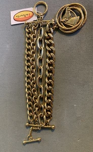 Talbot’s Horse Gold Tone Chunky Multi Link Bracelet W/charm Free Ship - Picture 1 of 8