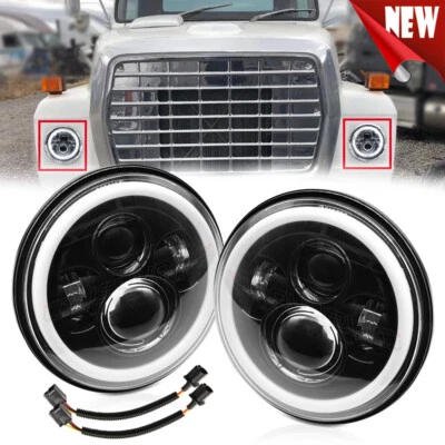 Faro halo redondo de 7" alto/bajo drl ojo de ángel para camionetas Ford LN7000 LN8000 LN9000 Foto 1 de 4