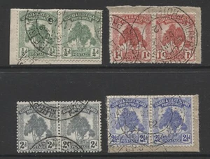 GILBERT & ELLICE - 1911 TREE SET IN HORIZ. PAIRS FINE USED SG.8-11 (REF.B37) - Picture 1 of 1