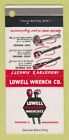 Matchbook Cover - Lowell Red Ratchet Wrenches Worcester MA SAMPLE 30 Strike