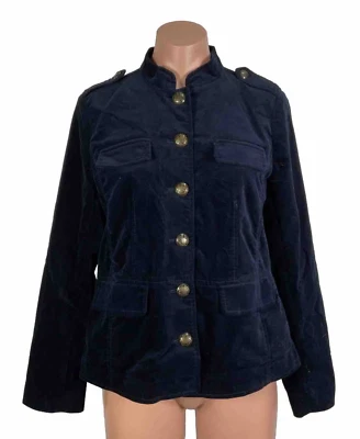 Chaqueta Talbots Azul Marino Terciopelo Abotonada Estilo Militar talla 6 Foto 1 de 4