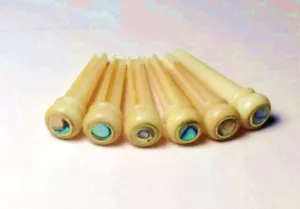 Aged Camel Bone Bridge Pin & 4mm Abalone Inlay Shape Tone for Acoustic Guitar - Picture 1 of 2