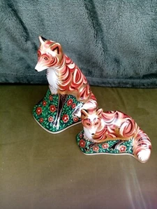 ROYAL CROWN DERBY PAPERWEIGHTS DEVONIAN VIXEN AND CUB 1ST QUALITY MATCHING PAIR - Picture 1 of 13