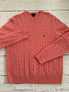 Brooks Brothers 346 LG Pink 100% Lambswool Cable Knit Pullover Sweater Crew Neck - Bild 1 von 11