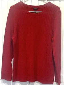 Talbots Neu mit Etikett XLP Petite Kabelstrickpullover rot 3 Knöpfe Manschette $ 69,50 - Bild 1 von 6