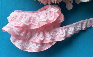 3/4" Volantes Encaje Rosa/Blanco Precio por Yarda - Imagen 1 de 1