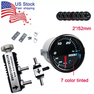 2"52mm 7Color Adjustment Boost Gauge 0-30PSI w/Manual Boost Controller Black - Picture 1 of 12