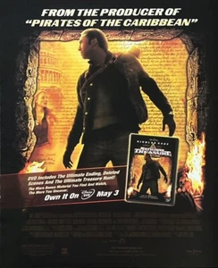 NATIONAL TREASURE DVD MOVIE PROMO Genuine Vintage Print Ad 10"x12" Nicolas Cage - Picture 1 of 1