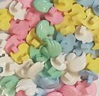 25 x Duck Shape Baby Buttons White, Pink, Blue, Mint, Lemon - 5 Of Each Colour