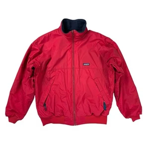 Vintage Patagonia Full Zip Jacket Made In USA Size Large Red Fleece Lined - Picture 1 of 10