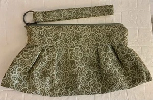 Maruca Handgelenktasche grün Blumen Jacquard Gobelin Handarbeit USA - Bild 1 von 6