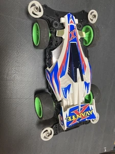 Mini 4WD Avante X Aero Design Green Wheels Used White Blue Red - Picture 1 of 4