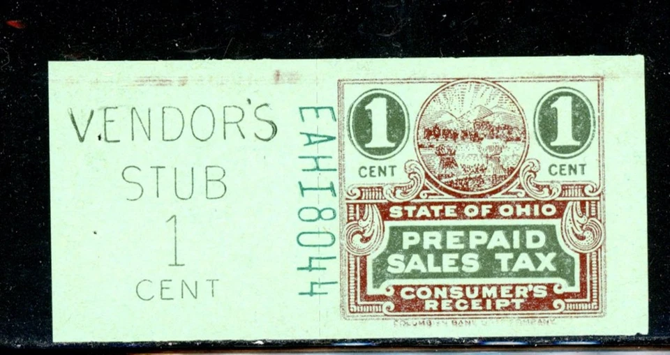 US State of Ohio - 1 CT. Prepaid Sales Tax with Stub - MNH-NG   (10-C251) - Image 1 of 1