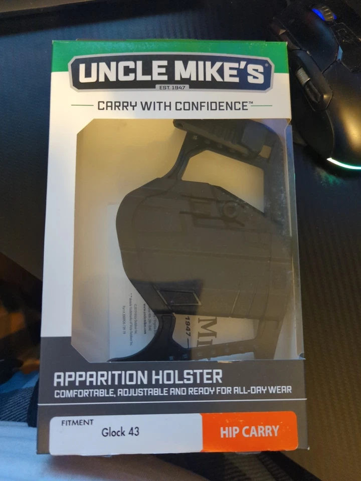 Funda ambidiestra Uncle Mikes Apparition IWB/OWB para Glock 43 negra - 79077 Foto 1 de 1