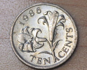1986 Bermuda 10 Cents Bermuda Lily - Picture 1 of 2