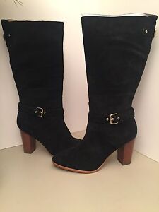 Coach Beverly Black Suede Heel Boots Size 9.5M *NEW