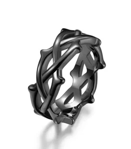 Black Stainless Steel Crown of Thorns Ring (Size 7-12) - Picture 1 of 1