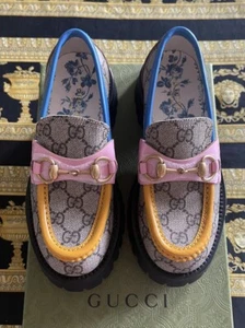 Nuevo En Caja Auténticos Mocasines GUCCI GG Supreme Monograma Cordobés Lux Horsebit Talla G 34 - Imagen 1 de 8